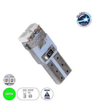 GloboStar® T5 81025 Λάμπα Αυτοκινήτου LED 2xSMD1210 0.6W 72lm 120° DC 12-16V IP20 Φ0.7 x Υ1.7cm Πράσινο